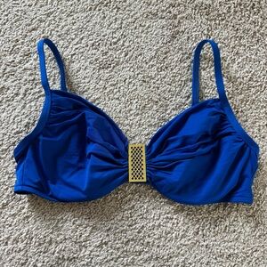 La Blanca Vibrant Blue Bikini Top with Gold Details